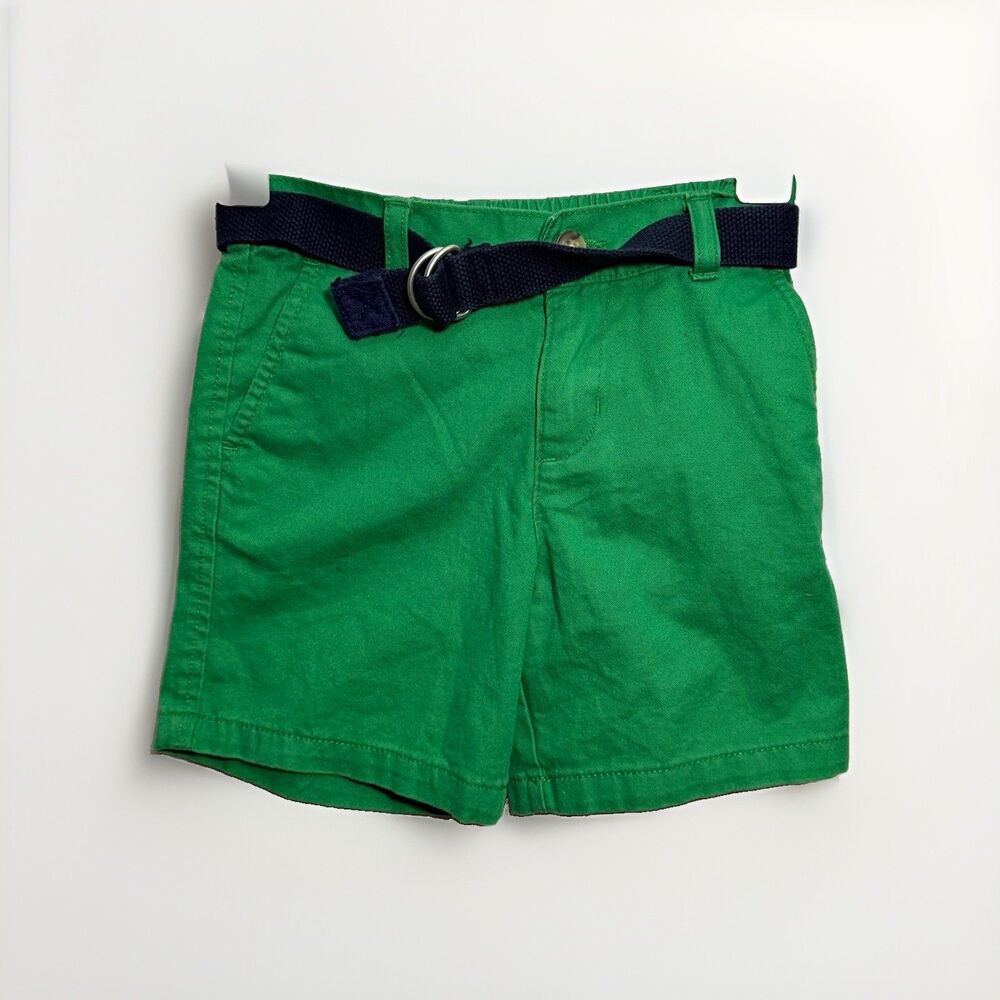 Polo Ralph Lauren Toddler 24M Green Chino Shorts Navy D-Ring Belt Pony